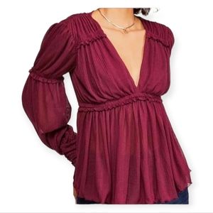 Free People Gorgeous Plum Day Dreaming Long Sleeve Shirt